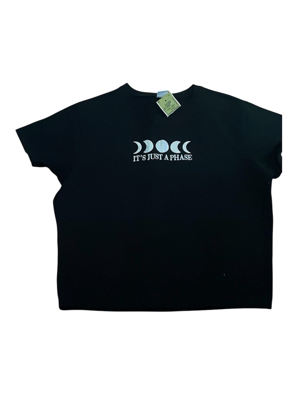 🔵 It's Just a Phase Moon Black Cropped Tee